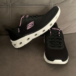 Skechers Women's Black Sneakers with Pink Highlights